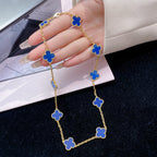 [⭐JeweliWhal]CLOVER 10 MOTIFS BLUE AGATE NECKLACE