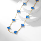 [⭐JeweliWhal]CLOVER 10 MOTIFS BLUE AGATE NECKLACE