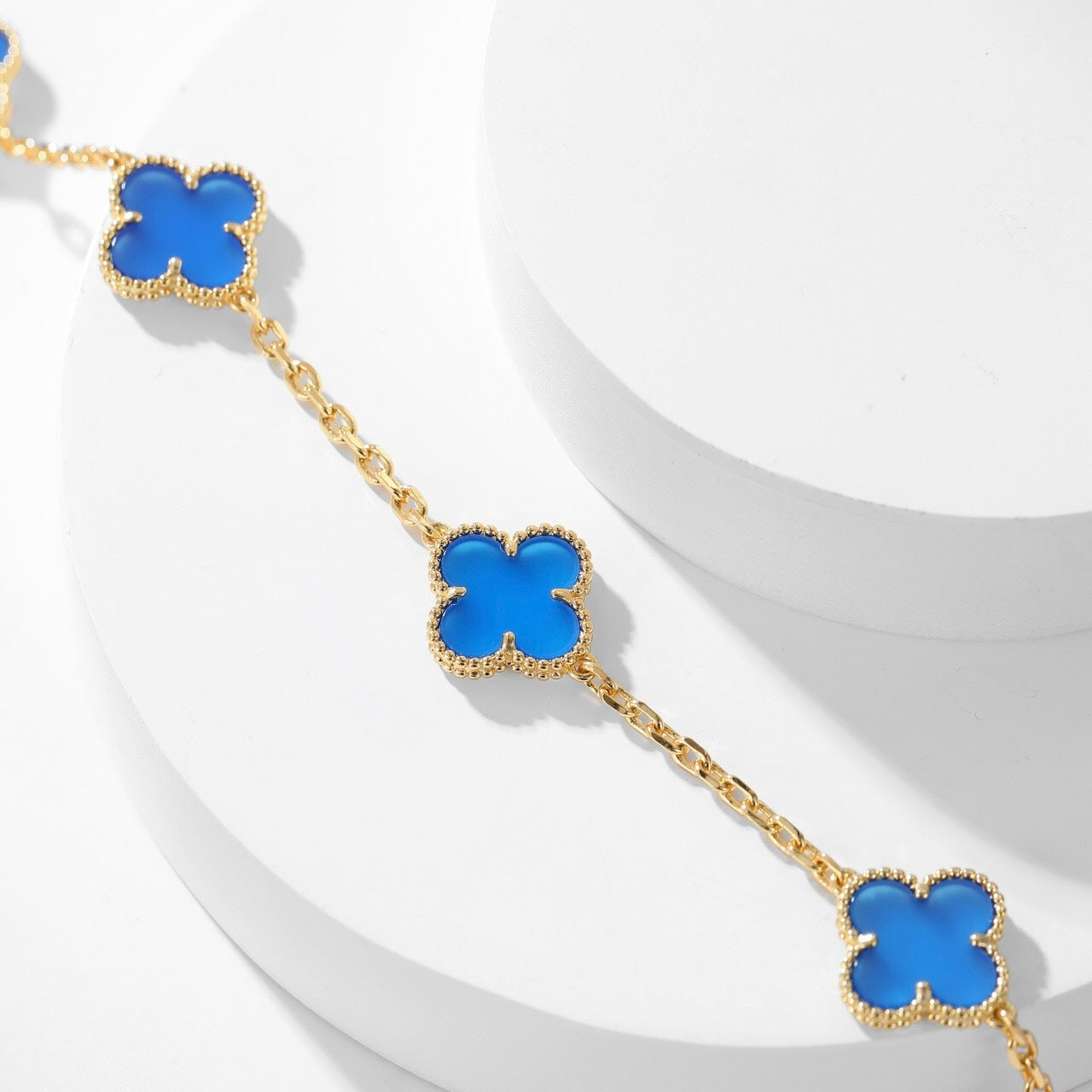 [⭐JeweliWhal]CLOVER 10 MOTIFS BLUE AGATE NECKLACE