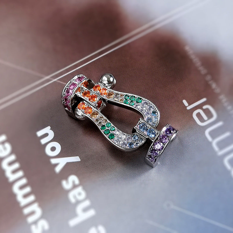 [⭐JeweliWhal]FORCE LARGE HORSESHOE  COLORED DIAMOND BRACELET ROSE GOLD