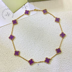 [⭐JeweliWhal Jewelry]CLOVER 10 MOTIFS  PURPLE VIOLET  NECKLACE