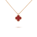 [⭐JeweliWhal]CLOVER MINI 9.5MM WHITE CARNELIANS NECKLACE