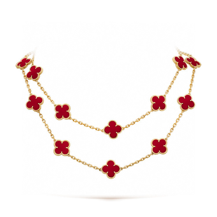 [⭐JeweliWhal]قلادة CLOVER 20 MOTIFS CARNELIAN