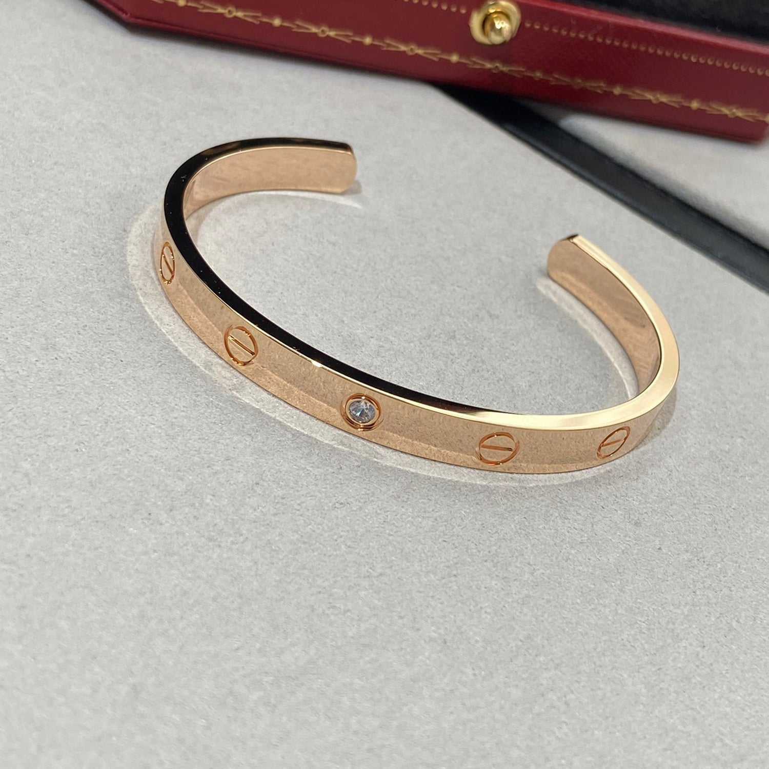 [⭐JeweliWhal]LOVE BRACELET 6.1MM 1 DIAMOND OPEN CUFF