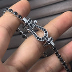 [⭐JeweliWhal]سوار تنس "فورس" كبير مرصّع بالكامل بالماس على شكل حدوة حصان