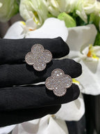 [⭐JeweliWhal]CLOVER 20MM MOTIFS DIAMOND STUD EARRINGS SILVER