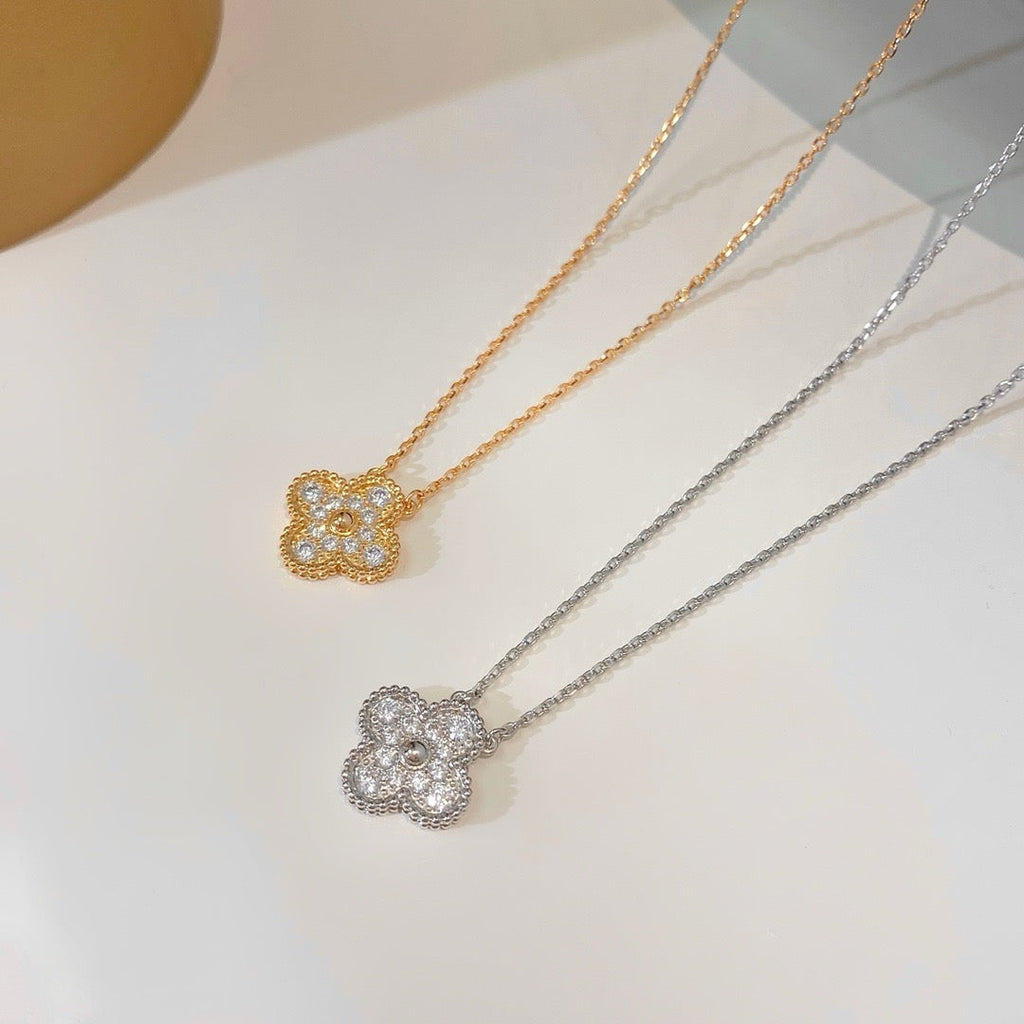 [⭐JeweliWhal]CLOVER 15MM DIAMOND SINGLE FLOWER NECKLACE