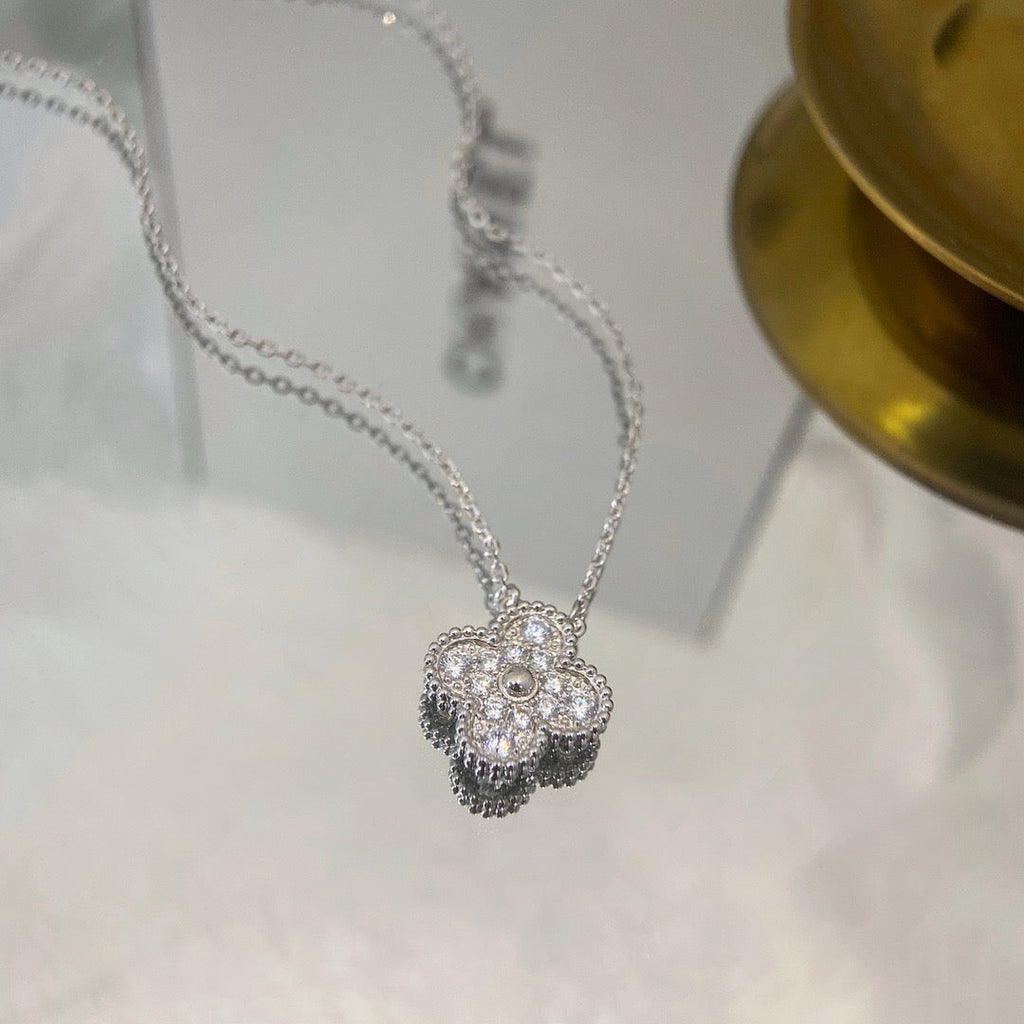 [⭐JeweliWhal]CLOVER 15MM DIAMOND SINGLE FLOWER NECKLACE