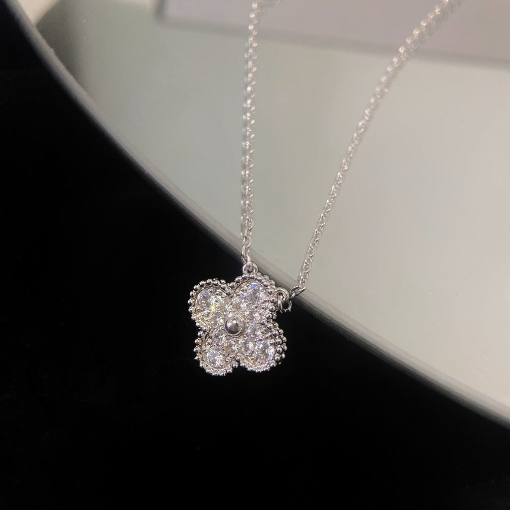 [⭐JeweliWhal]CLOVER 15MM DIAMOND SINGLE FLOWER NECKLACE