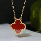 [⭐JeweliWhal]CLOVER 15MM CARNELIAN SINGLE FLOWER NECKLACE