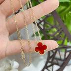 [⭐JeweliWhal]CLOVER 15MM CARNELIAN SINGLE FLOWER NECKLACE