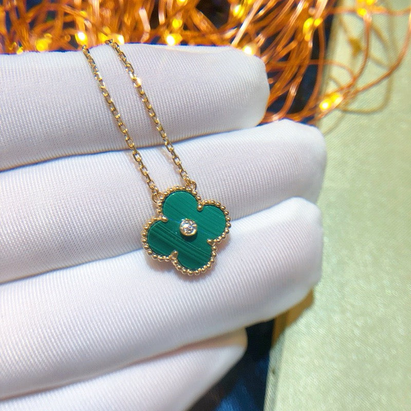 [⭐JeweliWhal]CLOVER 15MM DIAMOND TURQUOISE NECKLACE