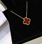 [⭐JeweliWhal]CLOVER 15MM CARNELIAN SINGLE FLOWER NECKLACE