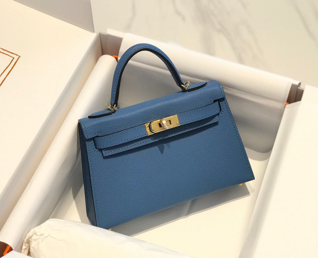 HM ケリー ミニ 20 ブルー エプソム ゴールド ハードウェア