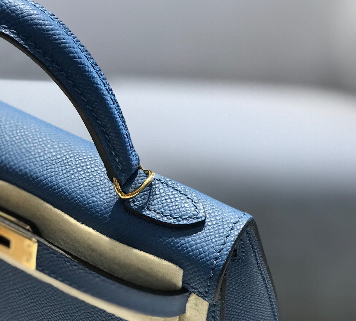 HM ケリー ミニ 20 ブルー エプソム ゴールド ハードウェア