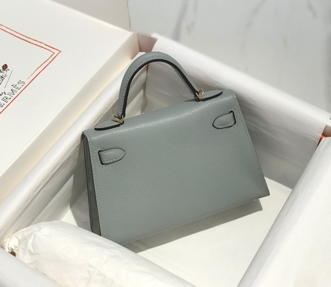 HM ケリーミニ 20 ミディアムグレー エプソムゴールドハードウェア