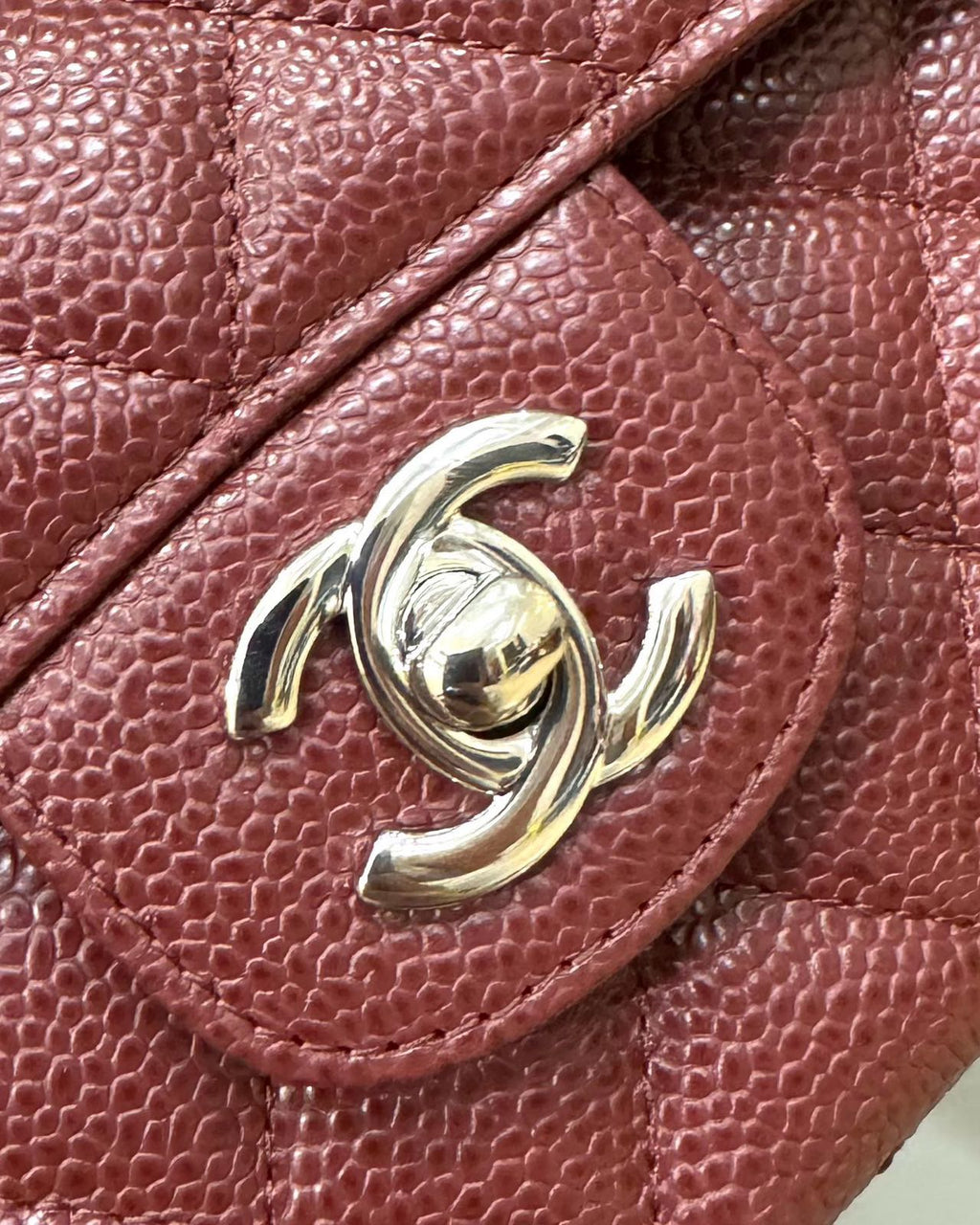 フラップバッグ 25インチ ワインキャビア ラムスキン シルバー金具