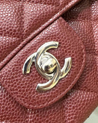 フラップバッグ 25インチ ワインキャビア ラムスキン シルバー金具