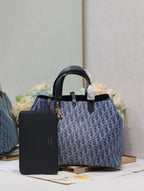 LARGE TOUJOURS 37 BLUE DENIM OBLIQUE JACQUARD