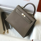 HM ケリー 25 エトゥープ エプソムレザー ゴールド金具