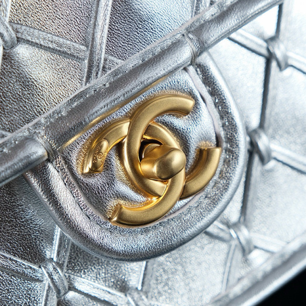 CC MINI 20 FLAP BAG METALLIZED CALFSKIN GOLD HARDWARE