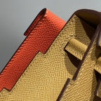 KELLY DOLL PICTO MINI 18 BROWN MIX BLUE CALFSKIN