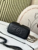 VANITY 17 CAVIAR WITH HANDLE IN BLACK CALFSKIN GOLD HARDWARE