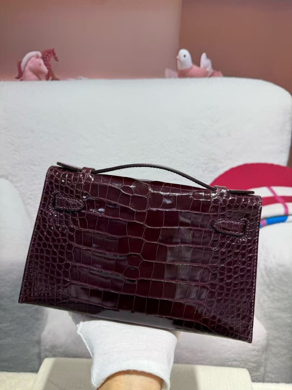 HM ケリー ミニ 22 ボルドーレッド アメリカンアリゲーター ゴールドバックル（オーダーメイド）