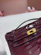 HM ケリー ミニ 22 ボルドーレッド アメリカンアリゲーター ゴールドバックル（オーダーメイド）