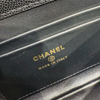 MINI FLAP BAG 14 IN BLACK GRAINED CALFSKIN GOLD HARDWARE