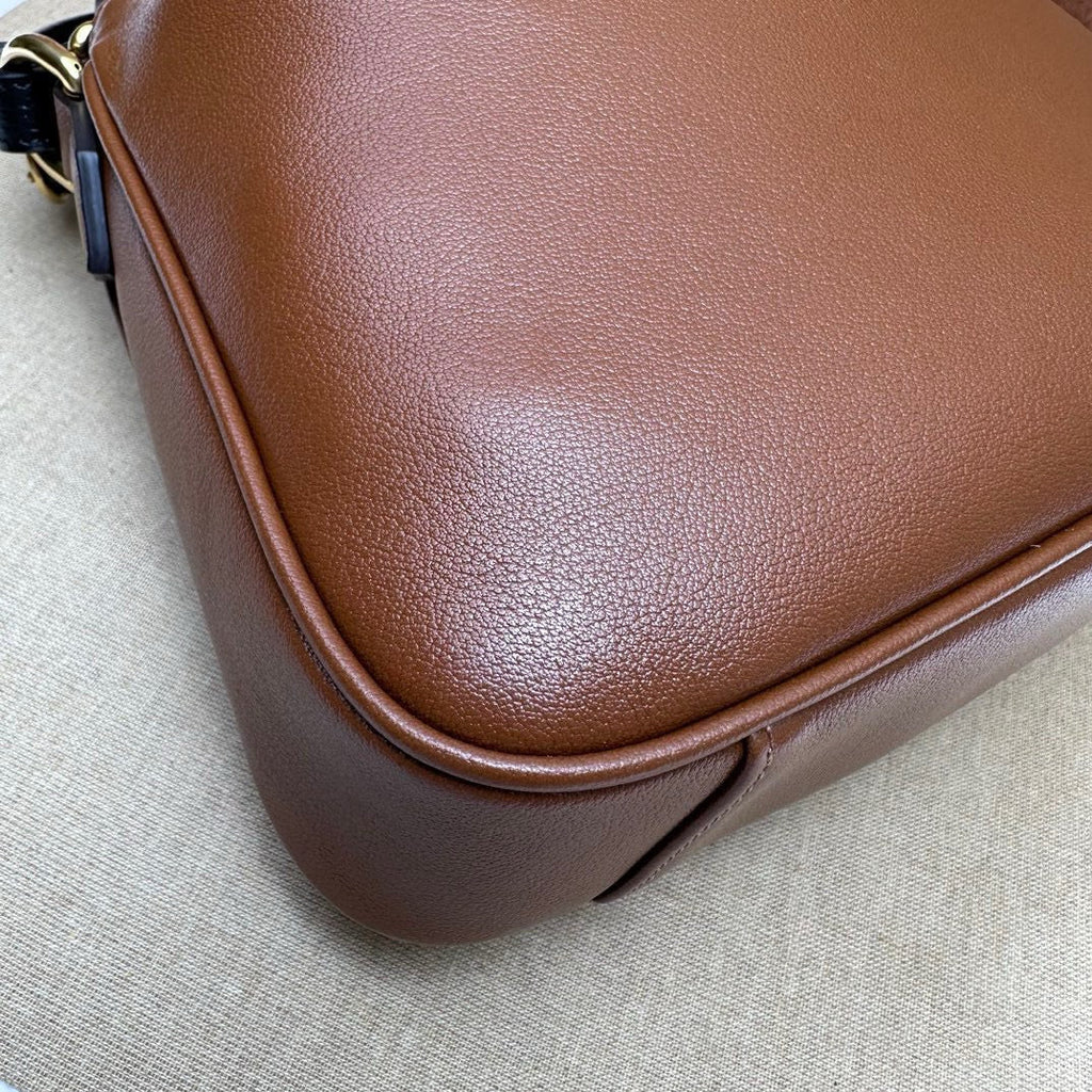 ダイアナ ミニバッグ 24インチ ウェブ付き ワインレッド ラッカー カーフスキン バンブーハンドル