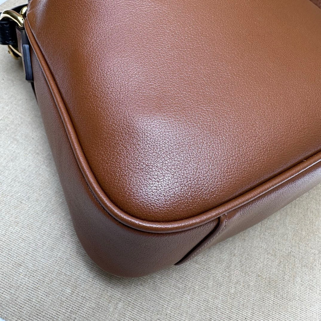 ダイアナ ミニバッグ 24インチ ウェブ付き ワインレッド ラッカー カーフスキン バンブーハンドル