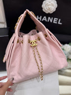 CHANEL 25 MEDIUM HANDBAG IN PASTEL PINK CALFSKIN WITH GOLD HARDWARE