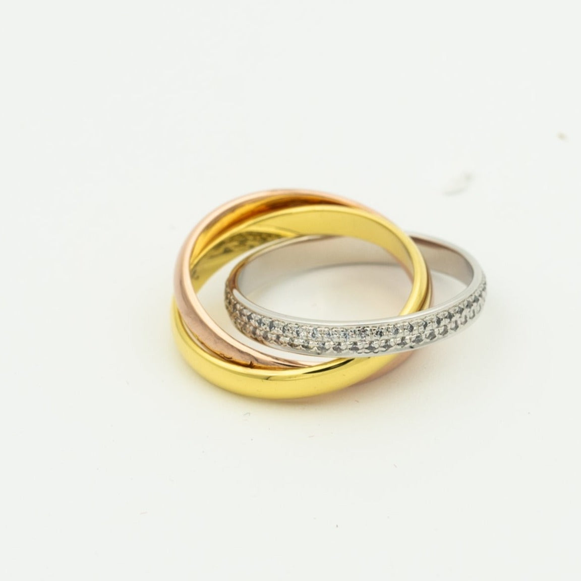 [⭐JeweliWhal Jewelry]TRINITY RING GOLD PINK GOLD SILVER DIAMONDS