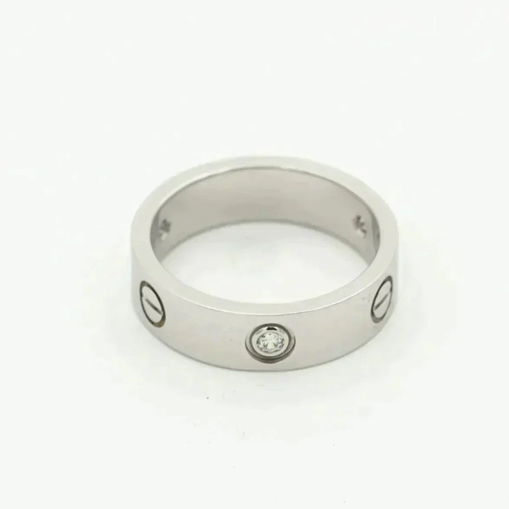 [⭐JeweliWhal]LOVE RING 5.5MM 3 DIAMONDS SILVER