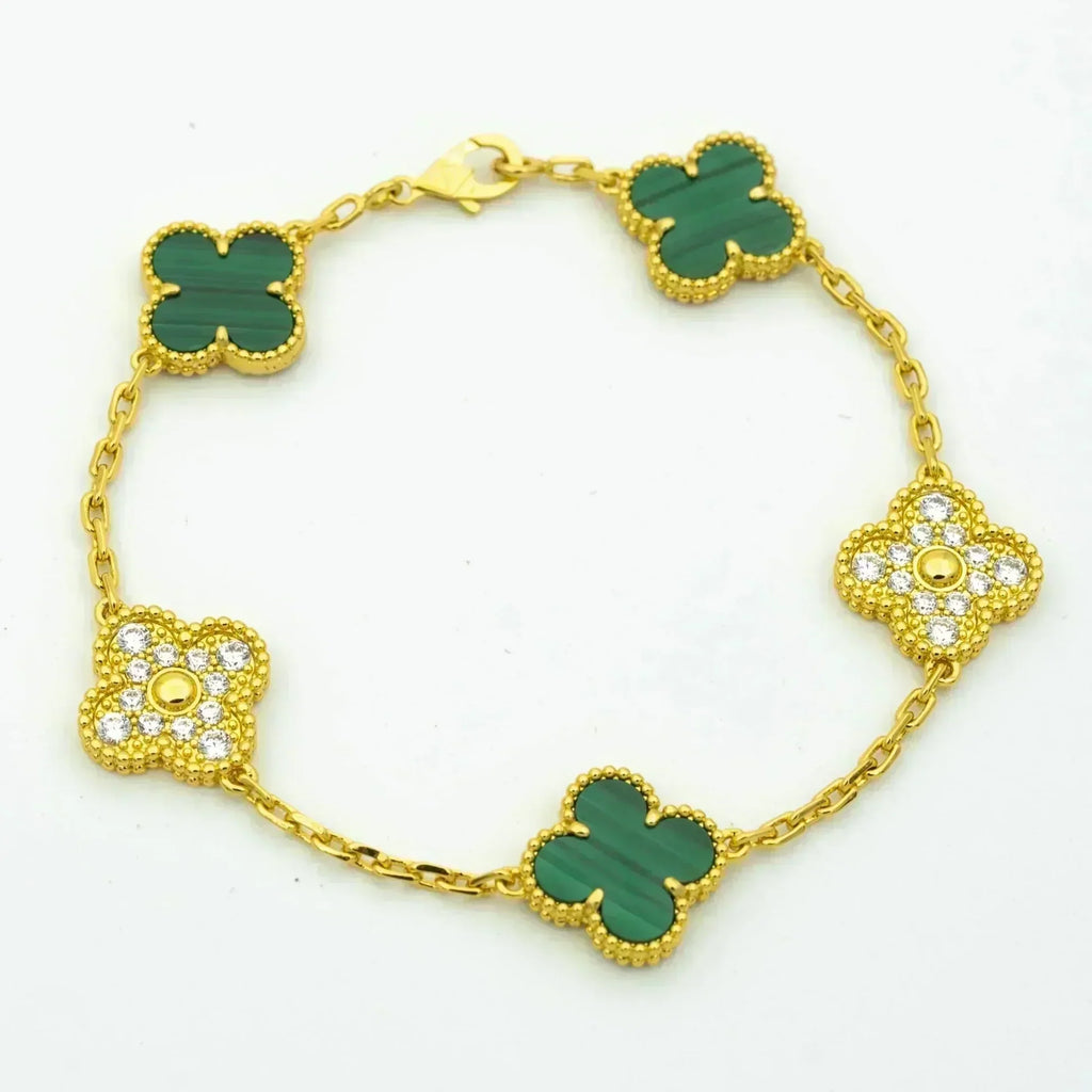 [⭐JeweliWhal] مجموعة سوار CLOVER 5 MOTIF MALACHITE