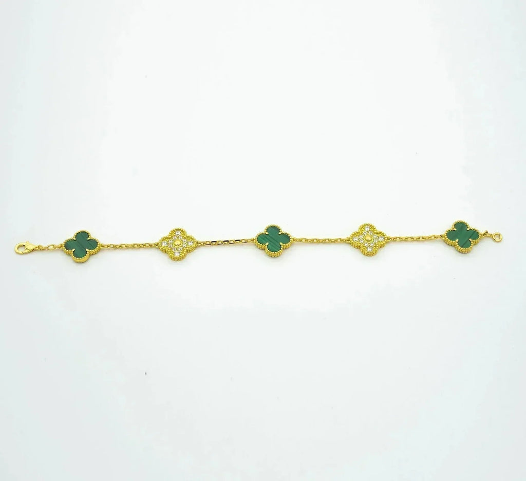 [⭐JeweliWhal] مجموعة سوار CLOVER 5 MOTIF MALACHITE