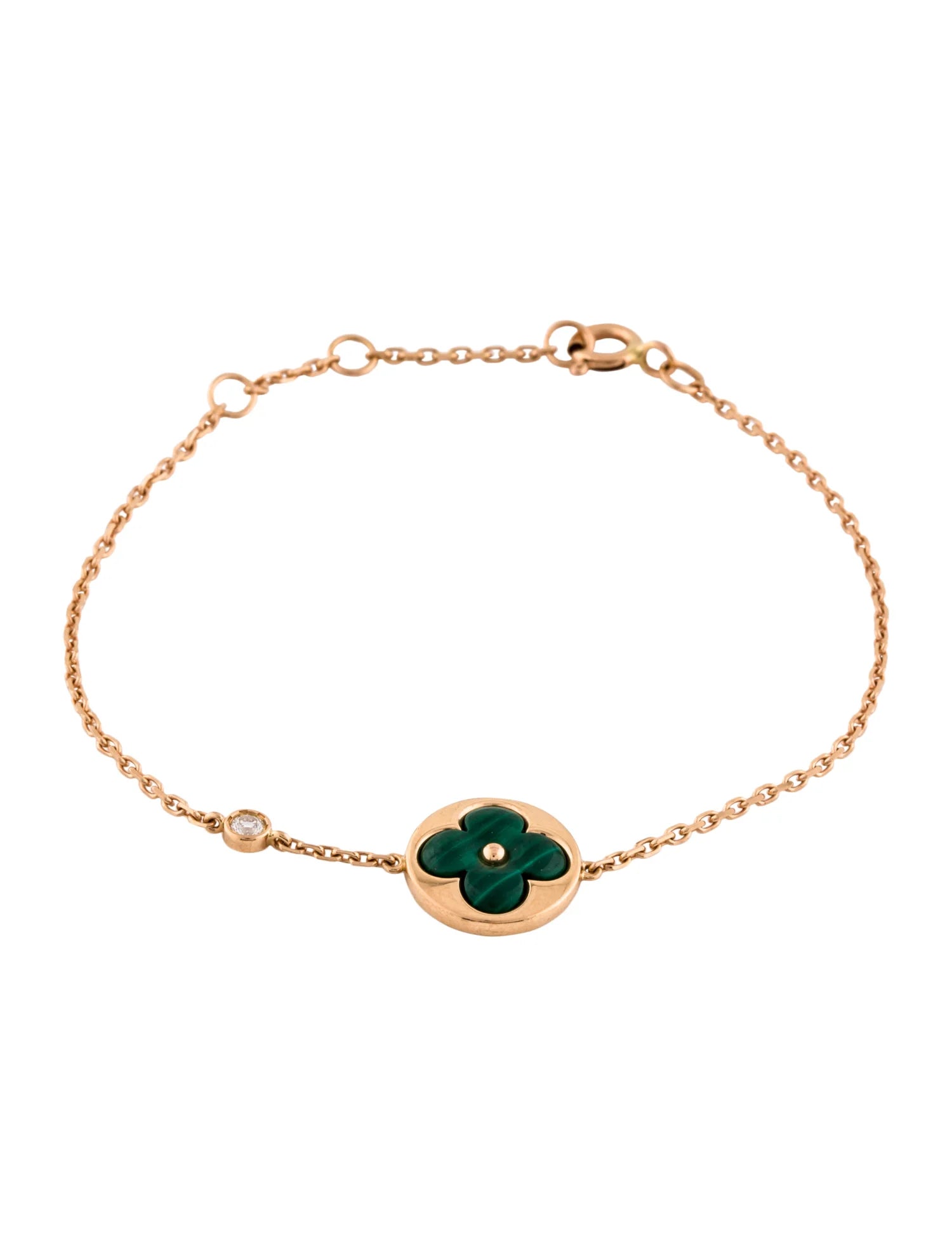 [⭐JeweliWhal]SUN MALACHITE 1 DIAMOND PINK GOLD BRACELET