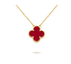 [⭐JeweliWhal]CLOVER 15MM CARNELIAN SINGLE FLOWER NECKLACE