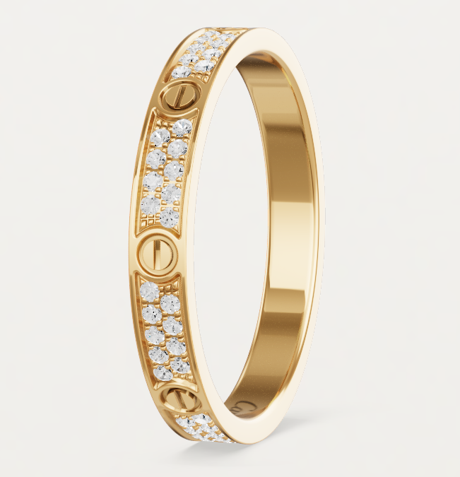 [⭐JeweliWhal]LOVE RING 2.6mm-wide full-diamond ring Gold