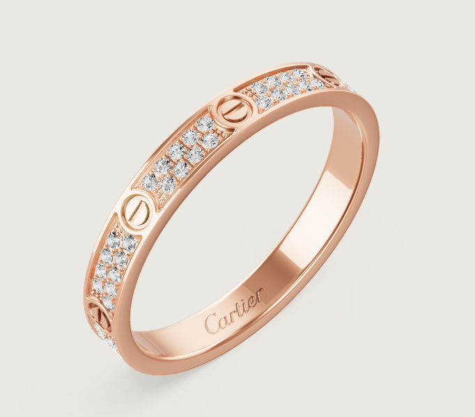 [⭐JeweliWhal]LOVE RING 2.6mm-wide full-diamond ring Rose Gold