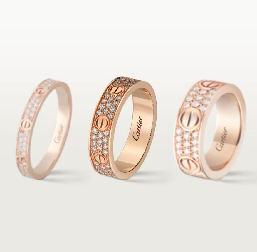 [⭐JeweliWhal]LOVE RING 4mm-wide full-diamond ring Rose Gold