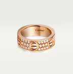 [⭐JeweliWhal] خاتم الحب Love Ring عرض 6.5 مم - خاتم ألماس كامل ذهب وردي