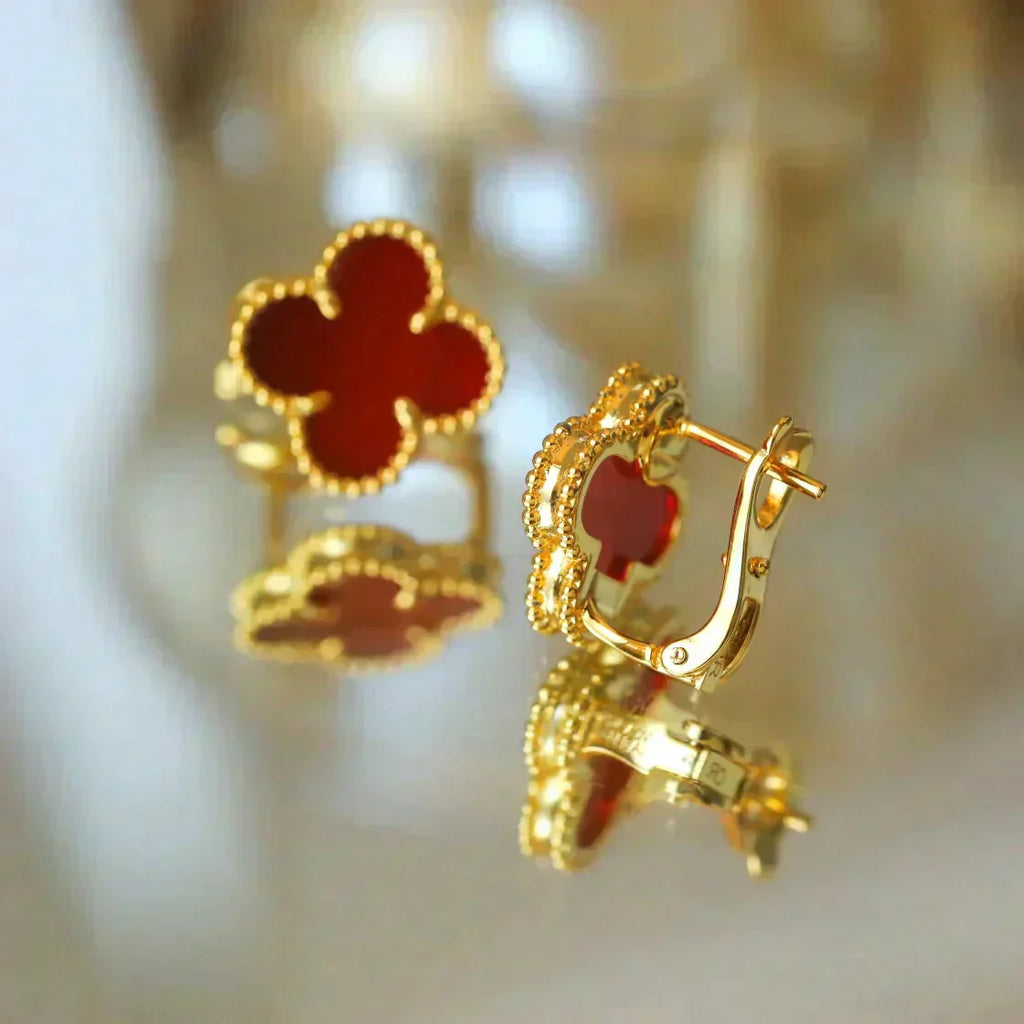 [⭐JeweliWhal]CLOVER MEDIUM 1 MOTIFS CARNELIAN  EARRINGS