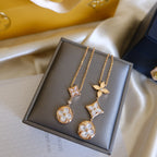 [⭐JeweliWhal]COLOR BLOSSOM LARIAT NECKLACE PINK GOLD WHITE MOTHER PEARL AND DIAMOND