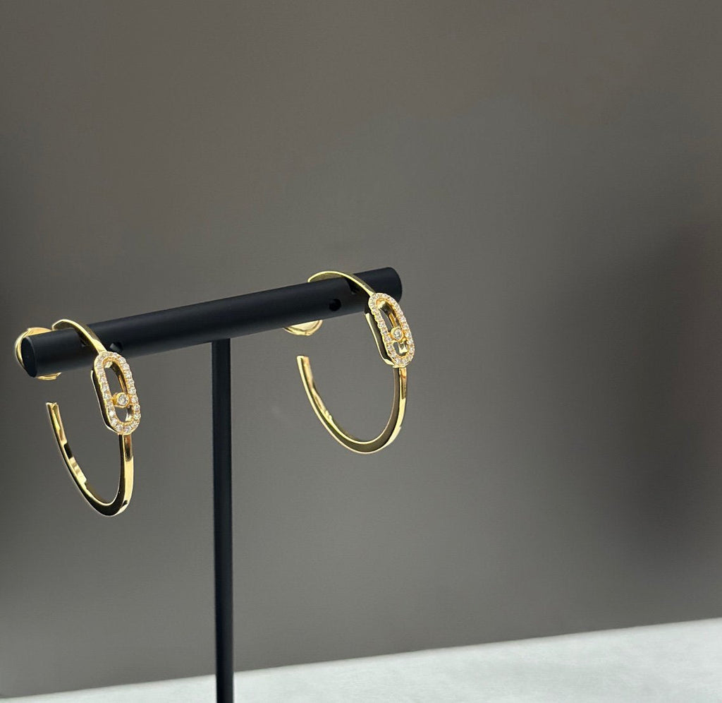 [⭐JeweliWhal]CREOLES MOVE UNO PM DIAMOND EARRINGS