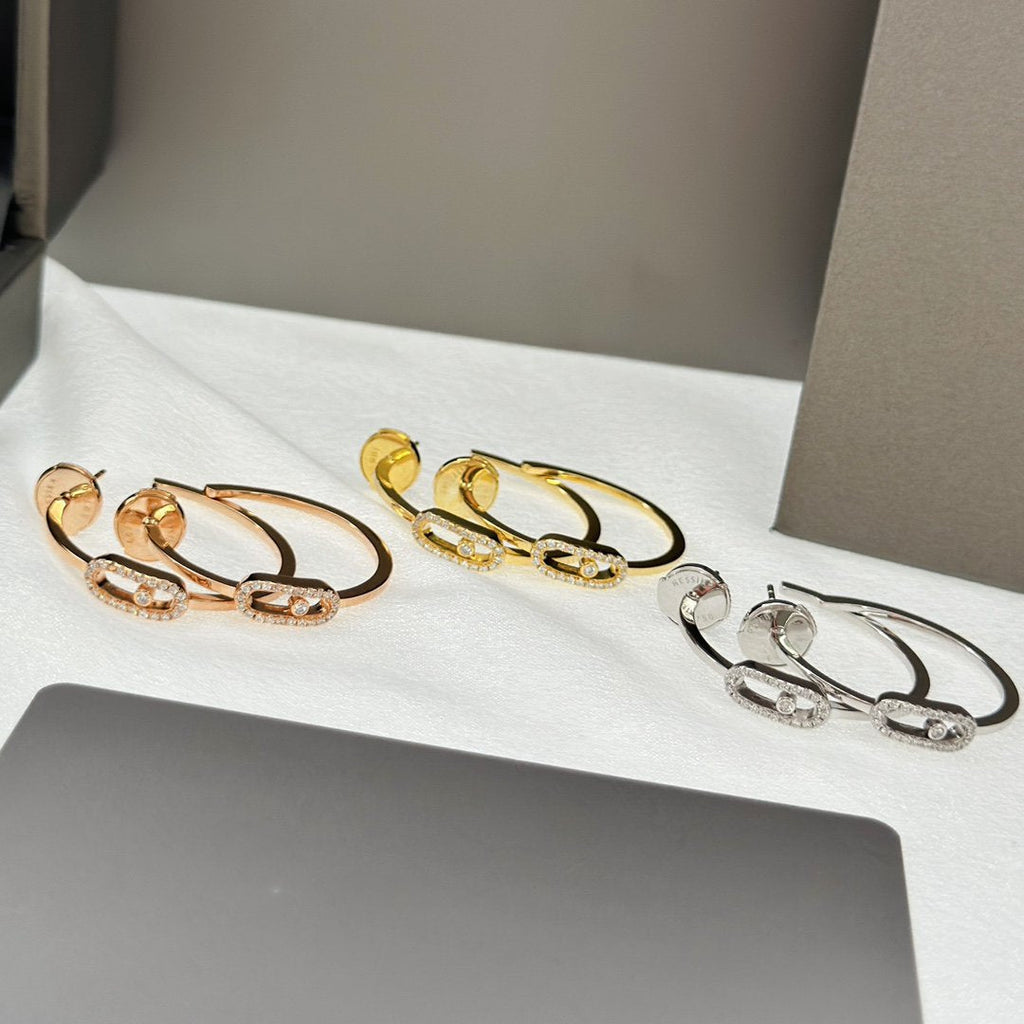 [⭐JeweliWhal]CREOLES MOVE UNO PM DIAMOND EARRINGS