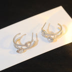[⭐JeweliWhal]CREOLES MY TWIN 2 RANGS SILVER DIAMOND EARRINGS