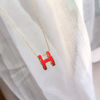 [⭐JeweliWhal]HM CLIC RED ENAMEL GOLD NECKLACE
