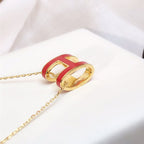 [⭐JeweliWhal]HM CLIC RED ENAMEL GOLD NECKLACE